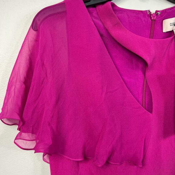 Cushnie Et Ochs One Shoulder Cutout Frill Magenta Cocktail Mini Dress - Picture 8 of 8